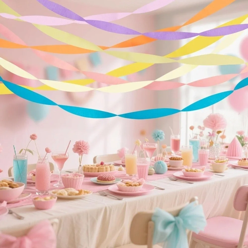 Crepe Paper Streamers 8 Rolls Pastel Colors Party Decorations 82ft Each New